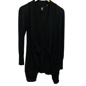 GOTHA Merino Wool Black Open Cardigan Pockets